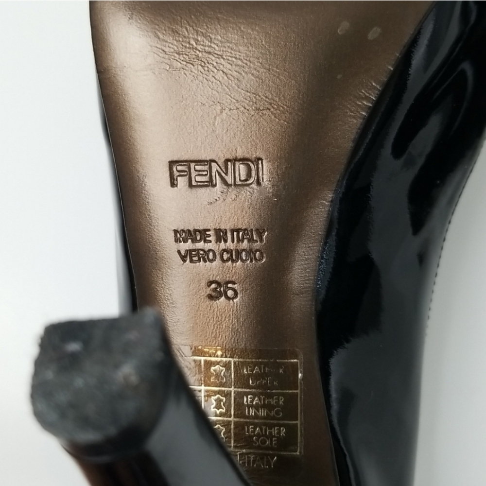 Fendi Women's Black Peep Toe Pumps - Picture 4 of 6